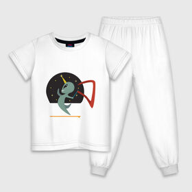 Детская пижама хлопок с принтом Norman Alien в Санкт-Петербурге, 100% хлопок |  брюки и футболка прямого кроя, без карманов, на брюках мягкая резинка на поясе и по низу штанин
 | alien | единорог | космос | пришелец