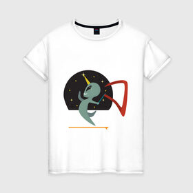 Женская футболка хлопок с принтом Norman Alien в Санкт-Петербурге, 100% хлопок | прямой крой, круглый вырез горловины, длина до линии бедер, слегка спущенное плечо | alien | единорог | космос | пришелец