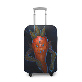 Чехол для чемодана 3D с принтом Cosmo Carrot в Санкт-Петербурге, 86% полиэфир, 14% спандекс | двустороннее нанесение принта, прорези для ручек и колес | alien | космос | морковь | фентези