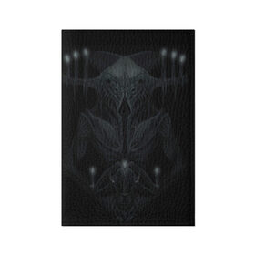 Обложка для паспорта матовая кожа с принтом Alien в Санкт-Петербурге, натуральная матовая кожа | размер 19,3 х 13,7 см; прозрачные пластиковые крепления | козел | пришелец | свечи | хоррор