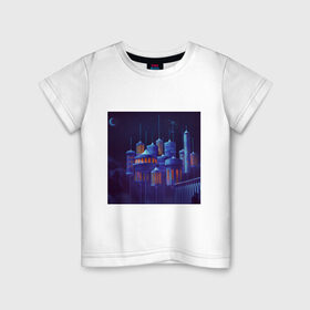 Детская футболка хлопок с принтом Небесный замок в Санкт-Петербурге, 100% хлопок | круглый вырез горловины, полуприлегающий силуэт, длина до линии бедер | замок | локация | пейзаж | фэнтези