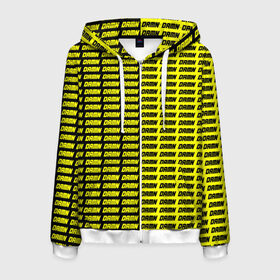 Мужская толстовка 3D на молнии с принтом DAMN в Санкт-Петербурге, 100% полиэстер | длина до линии бедра, манжеты и пояс оформлены мягкой тканевой резинкой, двухслойный капюшон со шнурком для регулировки, спереди молния, по бокам два кармана | black | damn | damn jacket | damn lettering | damn mug | damn print | damn t shirt | for cool | yellow | yellow and black | для крутых | желтый | желтый и черный | кофта damn | кружка damn | надпись damn | принт damn | футболка damn | черный