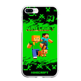 Чехол для iPhone 7Plus/8 Plus матовый с принтом Minecraft в Санкт-Петербурге, Силикон | Область печати: задняя сторона чехла, без боковых панелей | Тематика изображения на принте: minecraft | алекс | белый | блоки | взрывчатка | визера | гаст | добывать | дракон | зеленая | зеленый куб | зомби | игра | кирка | крафт | крипер | кубики | лошадка | майн | майнкрафт | манкрафт | меч | оцелот