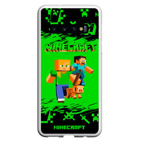 Чехол для Samsung Galaxy S10 с принтом Minecraft в Санкт-Петербурге, Силикон | Область печати: задняя сторона чехла, без боковых панелей | Тематика изображения на принте: minecraft | алекс | белый | блоки | взрывчатка | визера | гаст | добывать | дракон | зеленая | зеленый куб | зомби | игра | кирка | крафт | крипер | кубики | лошадка | майн | майнкрафт | манкрафт | меч | оцелот