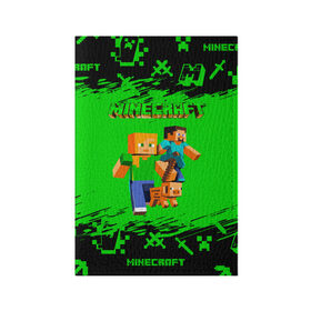Обложка для паспорта матовая кожа с принтом Minecraft в Санкт-Петербурге, натуральная матовая кожа | размер 19,3 х 13,7 см; прозрачные пластиковые крепления | Тематика изображения на принте: minecraft | алекс | белый | блоки | взрывчатка | визера | гаст | добывать | дракон | зеленая | зеленый куб | зомби | игра | кирка | крафт | крипер | кубики | лошадка | майн | майнкрафт | манкрафт | меч | оцелот