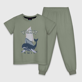 Детская пижама хлопок с принтом Yacht Family в Санкт-Петербурге, 100% хлопок |  брюки и футболка прямого кроя, без карманов, на брюках мягкая резинка на поясе и по низу штанин
 | кит | лодка | море | морские жители | океан | яхта
