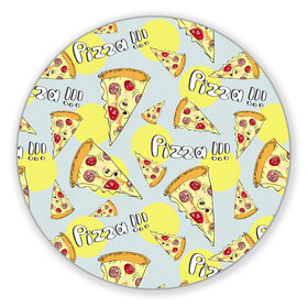 Коврик для мышки круглый с принтом Узор Куски пиццы в Санкт-Петербурге, резина и полиэстер | круглая форма, изображение наносится на всю лицевую часть | еда | желтый | кусок | паттерн | пеперони | пицца | узор | фастфуд