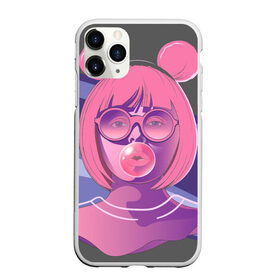 Чехол для iPhone 11 Pro Max матовый с принтом Bubble Gum в Санкт-Петербурге, Силикон |  | bubble gum | pop art | popart | девушка | девушка в очках | жевательная резинка | очки | поп арт | пузырь | ретро | розовые волосы | розовый принт | ушки