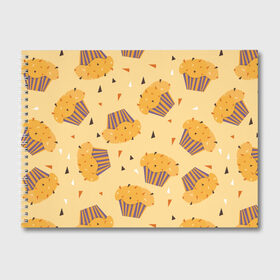 Альбом для рисования с принтом Капкейки на желтом фоне в Санкт-Петербурге, 100% бумага
 | матовая бумага, плотность 200 мг. | Тематика изображения на принте: еда | желтый | капкейки | кондитер | оранжевый | паттерн | пирожное | повар | сладости | узор | хеллоуин
