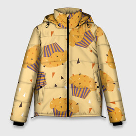 Мужская зимняя куртка 3D с принтом Капкейки на желтом фоне в Санкт-Петербурге, верх — 100% полиэстер; подкладка — 100% полиэстер; утеплитель — 100% полиэстер | длина ниже бедра, свободный силуэт Оверсайз. Есть воротник-стойка, отстегивающийся капюшон и ветрозащитная планка. 

Боковые карманы с листочкой на кнопках и внутренний карман на молнии. | Тематика изображения на принте: еда | желтый | капкейки | кондитер | оранжевый | паттерн | пирожное | повар | сладости | узор | хеллоуин