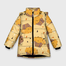 Зимняя куртка для девочек 3D с принтом Капкейки на желтом фоне в Санкт-Петербурге, ткань верха — 100% полиэстер; подклад — 100% полиэстер, утеплитель — 100% полиэстер. | длина ниже бедра, удлиненная спинка, воротник стойка и отстегивающийся капюшон. Есть боковые карманы с листочкой на кнопках, утяжки по низу изделия и внутренний карман на молнии. 

Предусмотрены светоотражающий принт на спинке, радужный светоотражающий элемент на пуллере молнии и на резинке для утяжки. | еда | желтый | капкейки | кондитер | оранжевый | паттерн | пирожное | повар | сладости | узор | хеллоуин