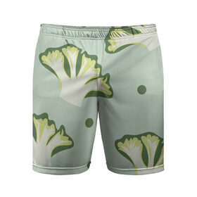 Мужские шорты спортивные с принтом Брокколи - зеленый узор в Санкт-Петербурге,  |  | брокколи | здоровое питание | зеленый | зож | паттерн | растения | узор | фитнес