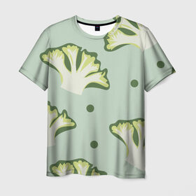 Мужская футболка 3D с принтом Брокколи - зеленый узор в Санкт-Петербурге, 100% полиэфир | прямой крой, круглый вырез горловины, длина до линии бедер | брокколи | здоровое питание | зеленый | зож | паттерн | растения | узор | фитнес