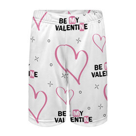 Детские спортивные шорты 3D с принтом Be My Valentine в Санкт-Петербурге,  100% полиэстер
 | пояс оформлен широкой мягкой резинкой, ткань тянется
 | be my valentine | будь моим валентином | влюбленным | день святого валентина | пара | сердечки | узор