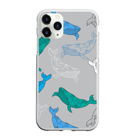 Чехол для iPhone 11 Pro матовый с принтом Узор с китами на сером в Санкт-Петербурге, Силикон |  | Тематика изображения на принте: графика | кит | морской | рыба | серый | синий | узор