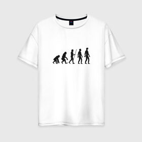 Женская футболка хлопок Oversize с принтом Эволюция Коронавирус - Черный в Санкт-Петербурге, 100% хлопок | свободный крой, круглый ворот, спущенный рукав, длина до линии бедер
 | белый | вирус | изоляция | ковид | коронавирус | маска | эволюция