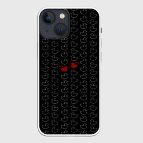 Чехол для iPhone 13 mini с принтом уточки в Санкт-Петербурге,  |  | black | doodle | white | белое | забавно | минимализм | птицы | текст | утки | черное
