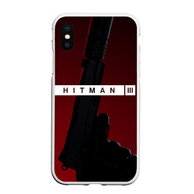 Чехол для iPhone XS Max матовый с принтом Hitman III в Санкт-Петербурге, Силикон | Область печати: задняя сторона чехла, без боковых панелей | hitman | hitman 3 | hitman iii | красный | надпись | пистолет | хитман | хитман 3