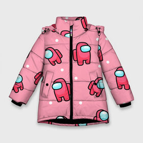 Зимняя куртка для девочек 3D с принтом Among Us - Розовый цвет в Санкт-Петербурге, ткань верха — 100% полиэстер; подклад — 100% полиэстер, утеплитель — 100% полиэстер. | длина ниже бедра, удлиненная спинка, воротник стойка и отстегивающийся капюшон. Есть боковые карманы с листочкой на кнопках, утяжки по низу изделия и внутренний карман на молнии. 

Предусмотрены светоотражающий принт на спинке, радужный светоотражающий элемент на пуллере молнии и на резинке для утяжки. | among us | girl | pink | амонг | девочка | детский | игра | мультяшный | паттерн | розовый | узор | эмонг ас
