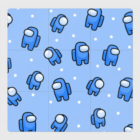 Магнитный плакат 3Х3 с принтом Among Us - Синий цвет в Санкт-Петербурге, Полимерный материал с магнитным слоем | 9 деталей размером 9*9 см | among us | boy | амонг | детский | игра | мальчикам | мультяшный | паттерн | синий | сыну | узор | эмонг ас