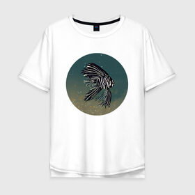 Мужская футболка хлопок Oversize с принтом Рыбка в Санкт-Петербурге, 100% хлопок | свободный крой, круглый ворот, “спинка” длиннее передней части | белый | море | песок | плавники | полосатый | пузырьки | рыба | рыбка | черный