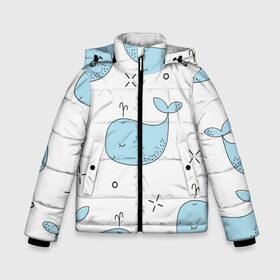Зимняя куртка для мальчиков 3D с принтом Маленькие киты в Санкт-Петербурге, ткань верха — 100% полиэстер; подклад — 100% полиэстер, утеплитель — 100% полиэстер | длина ниже бедра, удлиненная спинка, воротник стойка и отстегивающийся капюшон. Есть боковые карманы с листочкой на кнопках, утяжки по низу изделия и внутренний карман на молнии. 

Предусмотрены светоотражающий принт на спинке, радужный светоотражающий элемент на пуллере молнии и на резинке для утяжки | детский | кит | маленький | море | морской | прикольный | рисунок | рыбы | скетч