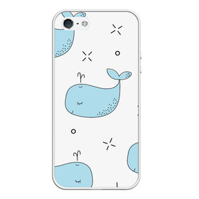 Чехол для iPhone 5/5S матовый с принтом Маленькие киты в Санкт-Петербурге, Силикон | Область печати: задняя сторона чехла, без боковых панелей | Тематика изображения на принте: детский | кит | маленький | море | морской | прикольный | рисунок | рыбы | скетч