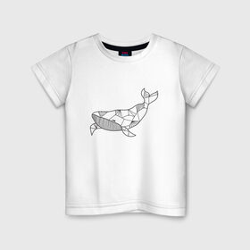 Детская футболка хлопок с принтом Графический кит в Санкт-Петербурге, 100% хлопок | круглый вырез горловины, полуприлегающий силуэт, длина до линии бедер | графика | кит | линии | морской | рисунок | узор