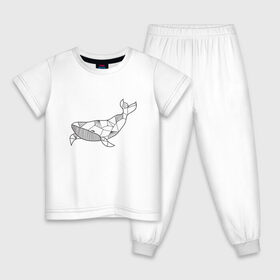 Детская пижама хлопок с принтом Графический кит в Санкт-Петербурге, 100% хлопок |  брюки и футболка прямого кроя, без карманов, на брюках мягкая резинка на поясе и по низу штанин
 | графика | кит | линии | морской | рисунок | узор