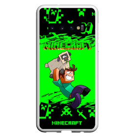 Чехол для Samsung Galaxy S10 с принтом Minecraft в Санкт-Петербурге, Силикон | Область печати: задняя сторона чехла, без боковых панелей | minecraft | алекс | белый | блоки | ведьма | взрывчатка | визера | волк | гаст | добывать | дракон | зеленый куб | зомби | игра | крафт | крипер | кубики | лошадка | майн | майнкрафт | манкрафт | овечка | оцелот