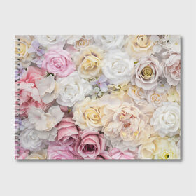 Альбом для рисования с принтом Нежные Цветы в Санкт-Петербурге, 100% бумага
 | матовая бумага, плотность 200 мг. | Тематика изображения на принте: белый | розовый | розы | сирень | цветок