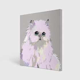 Холст квадратный с принтом Пушистый милый кот с грустным взглядом в Санкт-Петербурге, 100% ПВХ |  | Тематика изображения на принте: забавно | котята | няшно | цитата