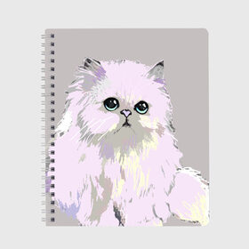 Тетрадь с принтом Пушистый милый кот с грустным взглядом в Санкт-Петербурге, 100% бумага | 48 листов, плотность листов — 60 г/м2, плотность картонной обложки — 250 г/м2. Листы скреплены сбоку удобной пружинной спиралью. Уголки страниц и обложки скругленные. Цвет линий — светло-серый
 | забавно | котята | няшно | цитата