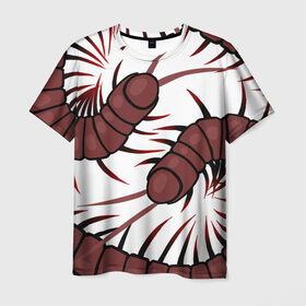 Мужская футболка 3D с принтом Гигантские сколопендры в Санкт-Петербурге, 100% полиэфир | прямой крой, круглый вырез горловины, длина до линии бедер | centipede | insect | scolopendra | многоножка | насекомое | сороконожка