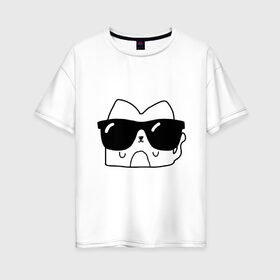 Женская футболка хлопок Oversize с принтом Кот Зефир в очках в Санкт-Петербурге, 100% хлопок | свободный крой, круглый ворот, спущенный рукав, длина до линии бедер
 | Тематика изображения на принте: 