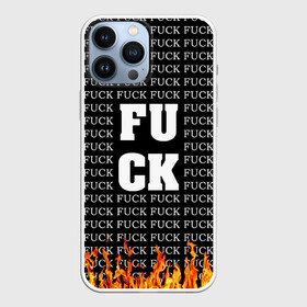 Чехол для iPhone 13 Pro Max с принтом FCK FCK FCK в Санкт-Петербурге,  |  | black and white | censorship | fire | lettering | obscene words | uncensored | надписи | неценузурный | огонь | темный | черный и белый