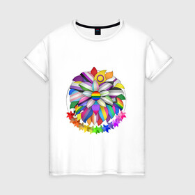 Женская футболка хлопок с принтом Флаги в Санкт-Петербурге, 100% хлопок | прямой крой, круглый вырез горловины, длина до линии бедер, слегка спущенное плечо | арт | рисунок | флаг | флаги | цветок | яркие цвета