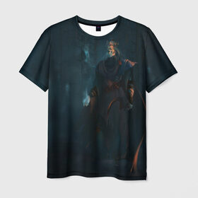 Мужская футболка 3D с принтом Лич - некромант в Санкт-Петербурге, 100% полиэфир | прямой крой, круглый вырез горловины, длина до линии бедер | духи | зло | лес | лич | магия | некромант | привидения | призраки | серп | череп