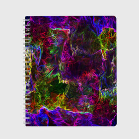 Тетрадь с принтом Энергия в красках в Санкт-Петербурге, 100% бумага | 48 листов, плотность листов — 60 г/м2, плотность картонной обложки — 250 г/м2. Листы скреплены сбоку удобной пружинной спиралью. Уголки страниц и обложки скругленные. Цвет линий — светло-серый
 | abstract | color | energy | gradient | neon | pattern | space | texture | абстрактный | абстракция | волны | всплеск | градиент | дым | искусство | космические | краски | красочный | неон | неоновый | сияние | текстура | туман
