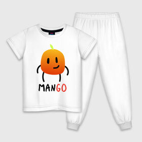 Детская пижама хлопок с принтом МанГо в Санкт-Петербурге, 100% хлопок |  брюки и футболка прямого кроя, без карманов, на брюках мягкая резинка на поясе и по низу штанин
 | маскот | персонаж | тропика | улыбка | фрукт