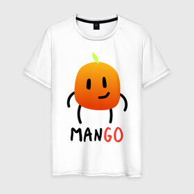 Мужская футболка хлопок с принтом МанГо в Санкт-Петербурге, 100% хлопок | прямой крой, круглый вырез горловины, длина до линии бедер, слегка спущенное плечо. | маскот | персонаж | тропика | улыбка | фрукт