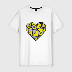 Мужская футболка хлопок Slim с принтом Сердце 2021 в Санкт-Петербурге, 92% хлопок, 8% лайкра | приталенный силуэт, круглый вырез ворота, длина до линии бедра, короткий рукав | влюбленность | любить | люблю | любовь | пара | сердце