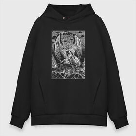 Мужское худи Oversize хлопок с принтом Celestial black в Санкт-Петербурге, френч-терри — 70% хлопок, 30% полиэстер. Мягкий теплый начес внутри —100% хлопок | боковые карманы, эластичные манжеты и нижняя кромка, капюшон на магнитной кнопке | Тематика изображения на принте: angel | celestial | fantasy | warrior | ангел | воительница | небесная | руны | средневековье | фэнтези