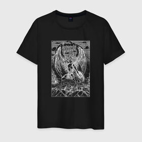 Мужская футболка хлопок с принтом Celestial black в Санкт-Петербурге, 100% хлопок | прямой крой, круглый вырез горловины, длина до линии бедер, слегка спущенное плечо. | angel | celestial | fantasy | warrior | ангел | воительница | небесная | руны | средневековье | фэнтези