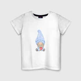 Детская футболка хлопок с принтом Гном в Санкт-Петербурге, 100% хлопок | круглый вырез горловины, полуприлегающий силуэт, длина до линии бедер | Тематика изображения на принте: влюбленные | гномик | день валентина | парные | парочки | шарик