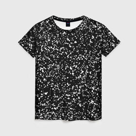 Женская футболка 3D с принтом Черно- белое в Санкт-Петербурге, 100% полиэфир ( синтетическое хлопкоподобное полотно) | прямой крой, круглый вырез горловины, длина до линии бедер | капли | краска | кружочки | минимализм | точки