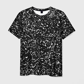 Мужская футболка 3D с принтом Черно- белое в Санкт-Петербурге, 100% полиэфир | прямой крой, круглый вырез горловины, длина до линии бедер | капли | краска | кружочки | минимализм | точки