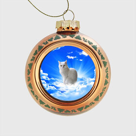 Стеклянный ёлочный шар с принтом Кот в облаках в Санкт-Петербурге, Стекло | Диаметр: 80 мм | animals | cat | kitty | ангел | белый кот | блики | взгляд кота | глаза кота | животные | киска | кот | котейка | котенок | котик | кошак | кошка | лучи | мордочка | небесный | небо | облака | пейзаж | питомец