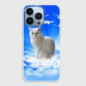 Чехол для iPhone 13 Pro с принтом Кот в облаках в Санкт-Петербурге,  |  | animals | cat | kitty | ангел | белый кот | блики | взгляд кота | глаза кота | животные | киска | кот | котейка | котенок | котик | кошак | кошка | лучи | мордочка | небесный | небо | облака | пейзаж | питомец