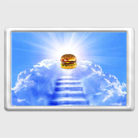 Магнит 45*70 с принтом Райский бургер в Санкт-Петербурге, Пластик | Размер: 78*52 мм; Размер печати: 70*45 | food | hamburger | hot dog | ангел | блики | булка | булочка | бургер | бутерброд | вкусняшки | гамбургер | еда | котлета | лестница | лучи | небесный | небо | обжора | облака | пейзаж | природа | рай | сендвич